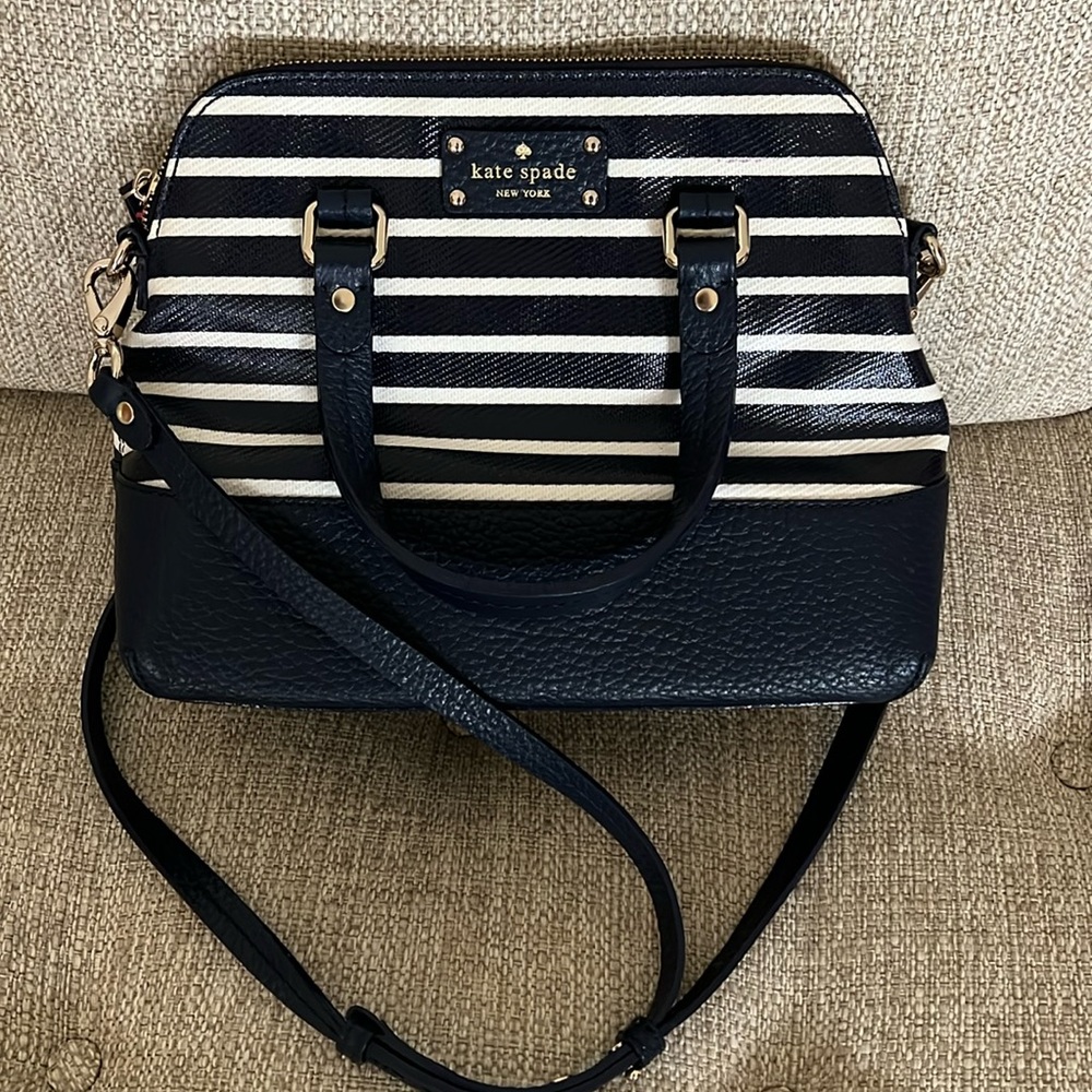 Kate spade navy and cream striped purse